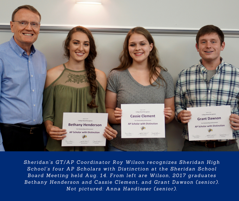 Three AP Scholars pose with their awards next to a proud administrator.