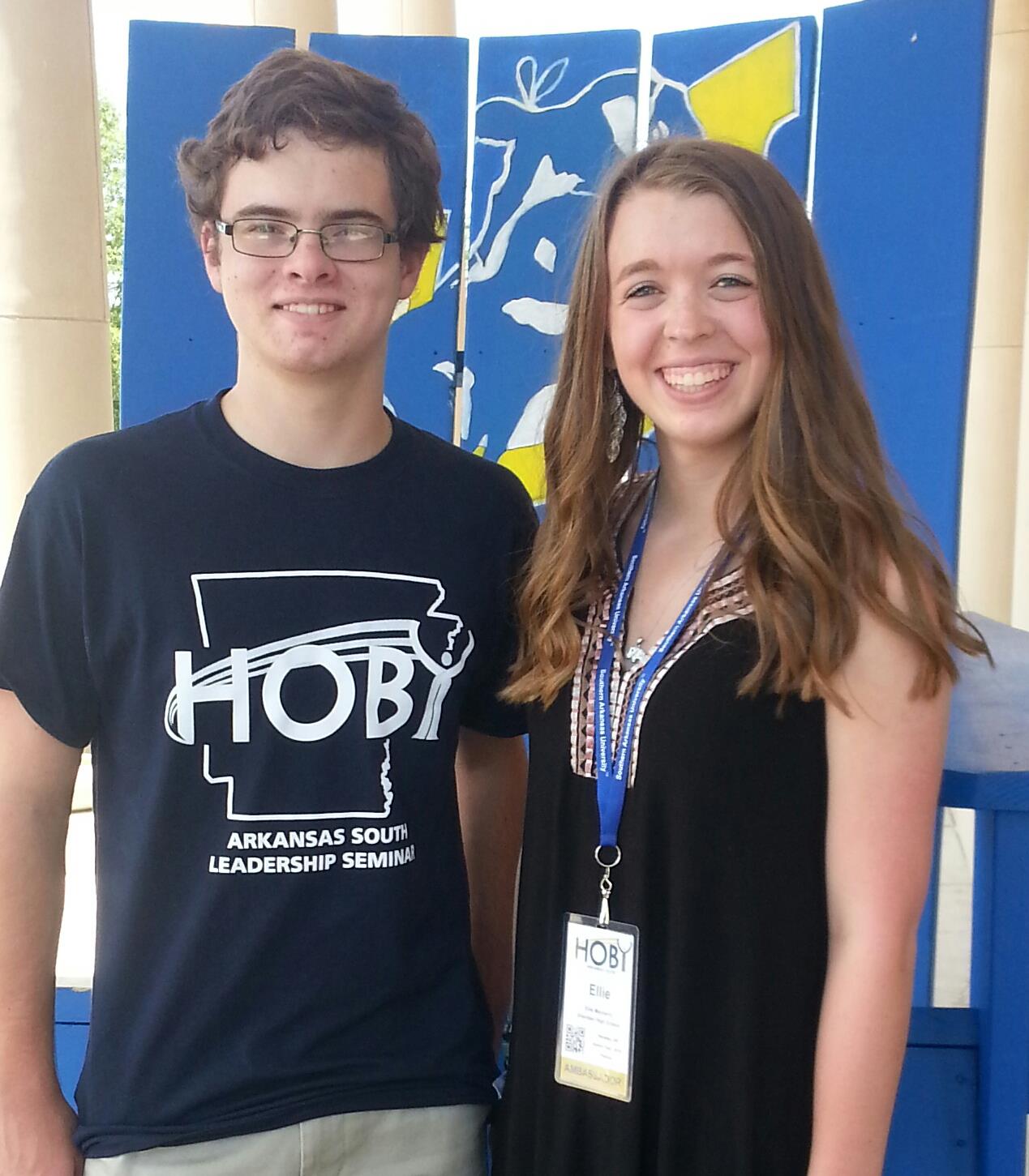 Students Ellie Mayberry and Curt Smead pose at HOBY convention