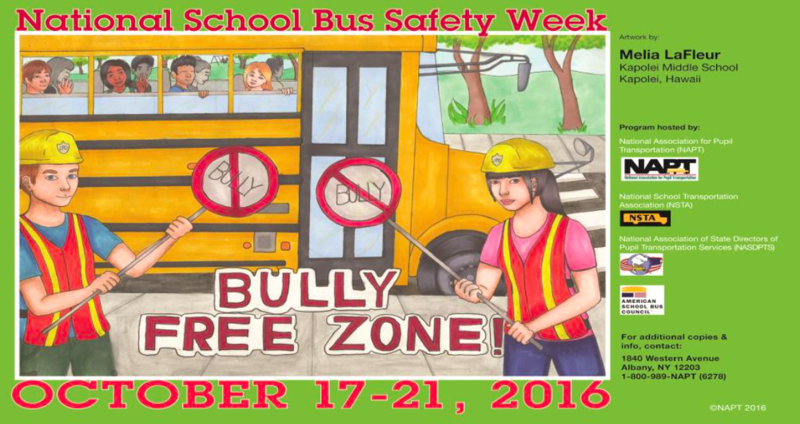 Infographic for national bus safety week, information in graphic can be found in article below