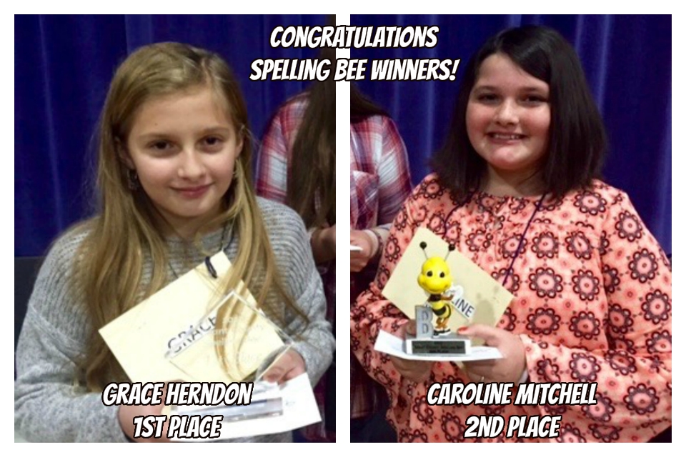 First and Second Place Grant County spelling bee winners pose with awards